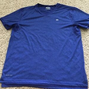 Blue v neck men's workout shirt